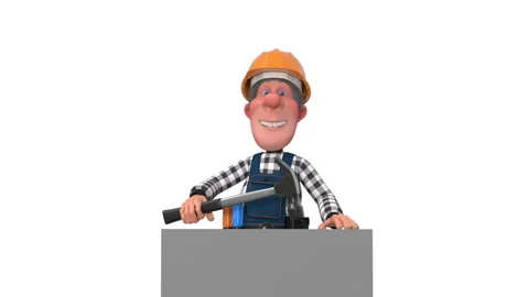 3d worker hammers a nail with a hammer Stock Footage 108984191