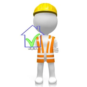 3D worker - house shape Illustrazione stock