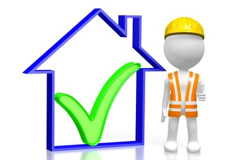 3D worker - house shape Stock Illustration