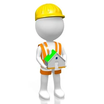 3D worker - house shape Stock Illustration