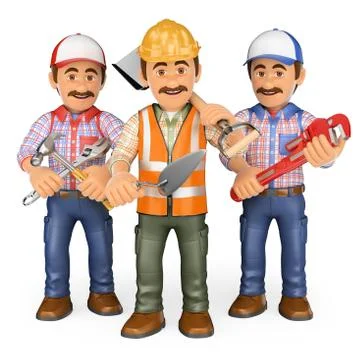 3D Workers. Team of work Stock Illustration