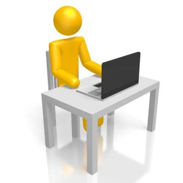 3D working on a computer Ilustração Stock