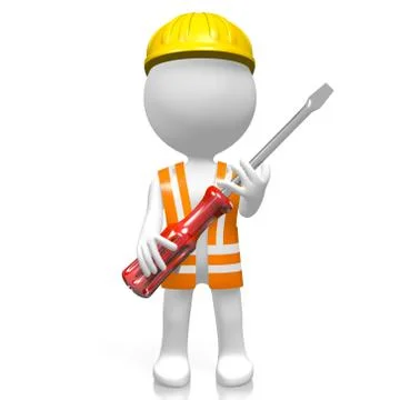 3D workman with a screwdriver Illustrazione stock