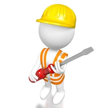 3D workman with a screwdriver Illustrazione stock