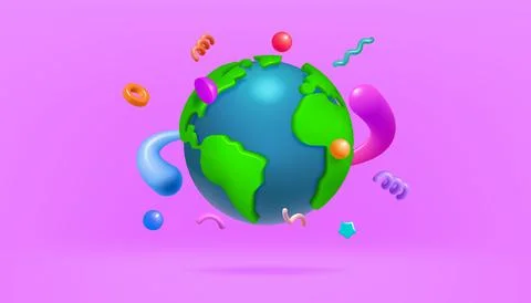 3d world globe. Global earth planet map render for shop sale post, online Stock Illustration