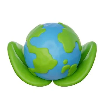 3d World globe with plant. save the planet and energy, Eco friendly, cartoo.. Stock Illustration