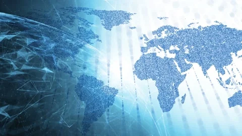 3d World map and abstract digital sphere rotation Vídeo Stock 229486335