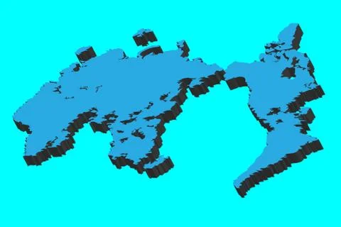 3D World Map in Blue Color Vector Illustration Stock Illustration