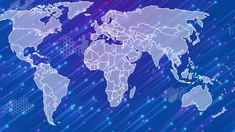 3D world map evolving into detailed borders as particle sweep moving, Stock Footage 329835989