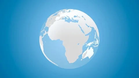 3d world map globe rotating on blue background. Animation render Earth planet wi Video stock 123602708