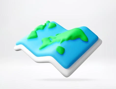 3d world map with green continents and blue ocean Stock Illustration