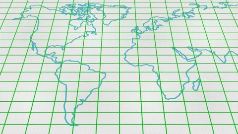 3D world map with grid in transparent background Stock Footage 313623951