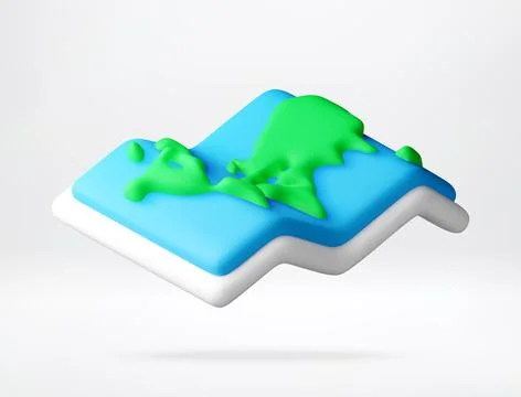 3d world map icon on an abstract zigzag platform. Ilustração Stock