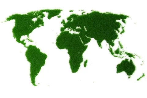 3d world map made of grass Stock Illustration