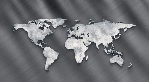 3d world map metal Stock-Illustration