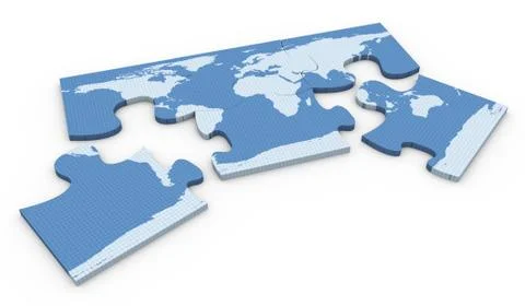 3d world map puzzle Stock Illustration