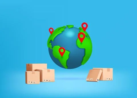 3D world map. Shop logistic and global delivery. Globe navigation. Earth planet 스톡 일러스트