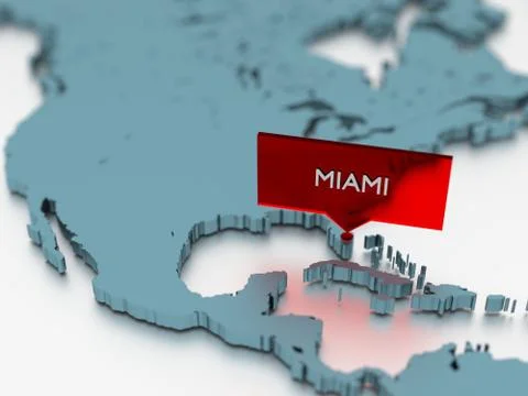 3d world map sticker - City of Miami Stock Illustration