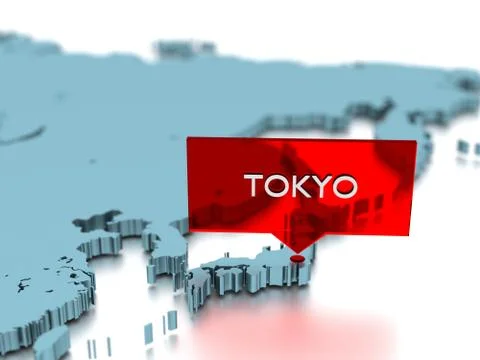 3d world map sticker - City of Tokyo Stock Illustration