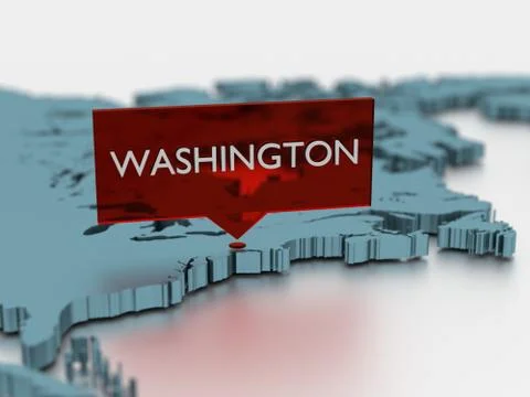 3d world map sticker - City of Washington Stock Illustration