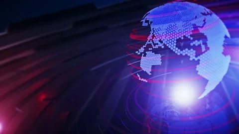 3D World News Background Loop. digital world breaking news Studio Stock Footage 134506292