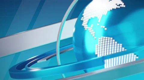3D World News Background Loop, digital world breaking news Studio Background for Stock Illustration