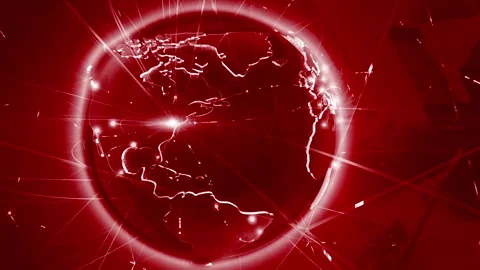 3D World News globe Background Loop, digital world breaking news Studio Back Stock Footage 286736292