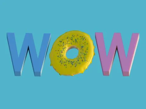 3d wow colored speech text Illustrazione stock