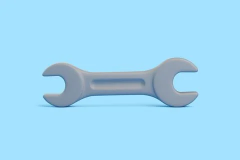3D Wrench Lying Flat on Blue Background Stock-Illustration