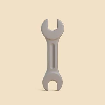 3D Wrench Tool on Beige Background, Minimal Style Stock Illustration