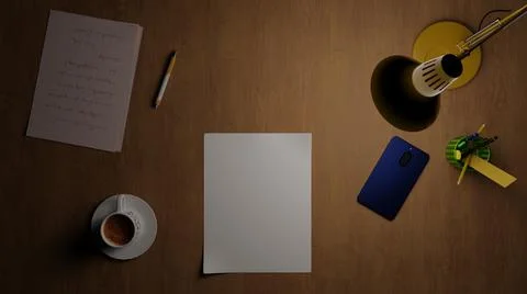 3d writer's desktop on top Stock Illustration