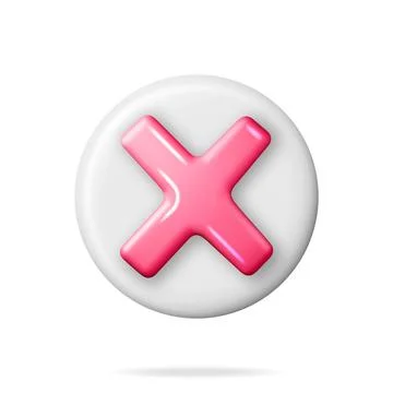 3D Wrong Button in Round Shape 스톡 일러스트