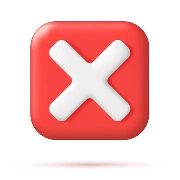 3D Wrong Button in Square Shape. Illustrazione stock