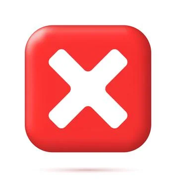 3D Wrong Button in Square Shape. Stock Illustration