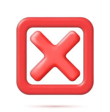 3D Wrong Button in Square Shape. Illustrazione stock