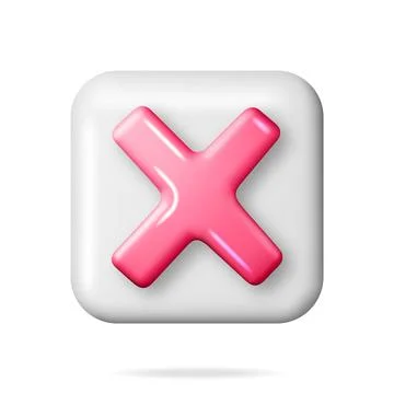 3D Wrong Button in Square Shape Illustrazione stock