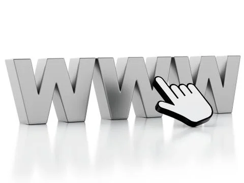 3D WWW with mouse cursor Stock Illustration