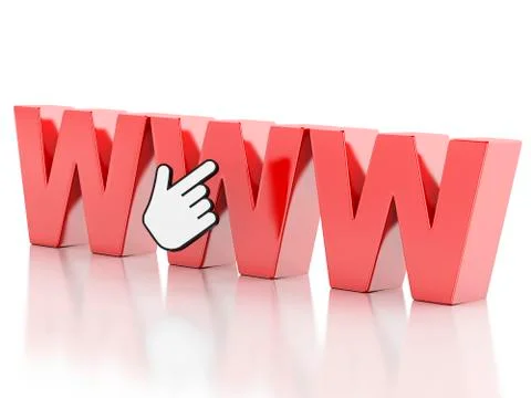 3D WWW with mouse cursor Illustrazione stock