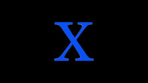 3d X letter logo loopable rotated blue color black background Illustrazione stock