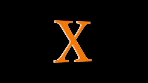 3d X letter logo loopable rotated brown color black background Stock Illustration