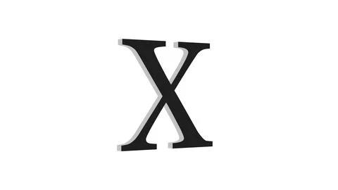 3d X letter logo loopable black color white background Illustrazione stock