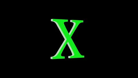 3d X letter logo loopable green color black background Illustrazione stock