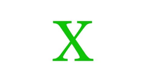 3d X letter logo loopable green color white background Illustrazione stock