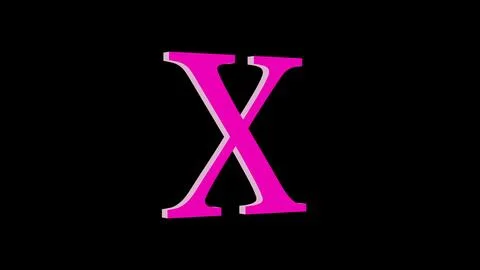 3d X letter logo loopable pink color black background Stock Illustration