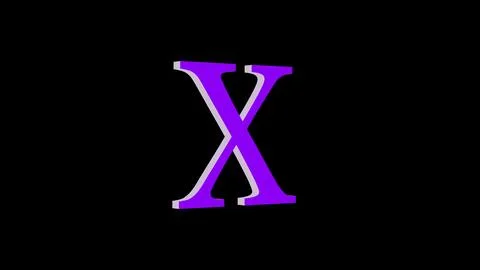 3d X letter logo loopable purple color black background Stock Illustration
