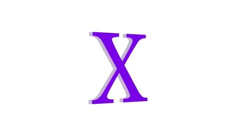 3d X letter logo loopable purple color white background Stock Illustration