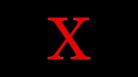 3d X letter logo loopable red color black background Illustrazione stock