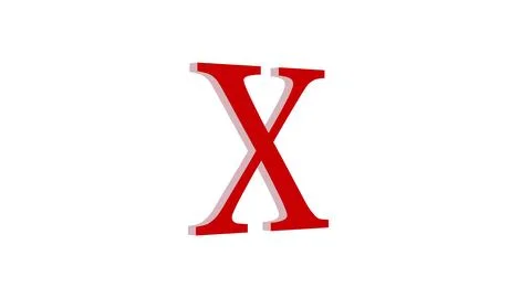 3d X letter logo loopable red color white background Illustrazione stock