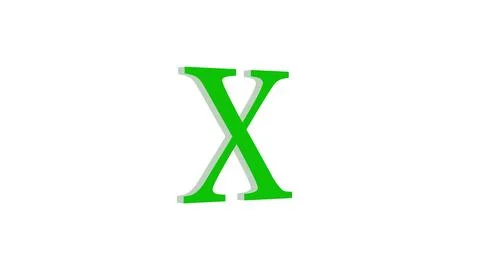 3d X letter logo loopable rotated green color white background Illustrazione stock