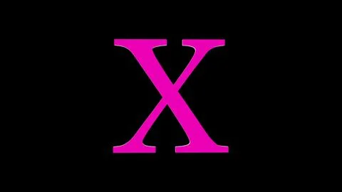3d X letter logo loopable rotated pink color black background Illustrazione stock